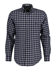 Reg Micro Tartan Flannel Shirt - Classic Blue