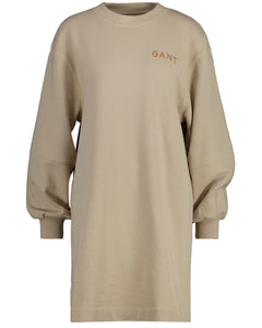 Logo Volume Ls C-Neck Dress - Dry Sand