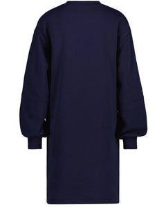 Logo Volume Ls C-Neck Dress - Evening Blue
