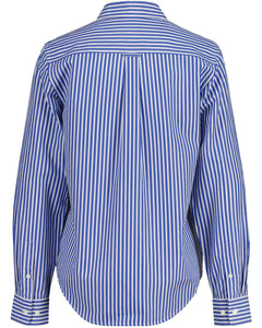 Regular Fit Striped Broadcloth Shirt - Lapis Blue