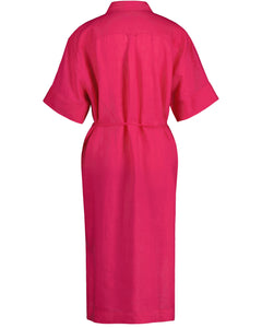 Relaxed Ss Linen Shirt Dress - Magenta Pink