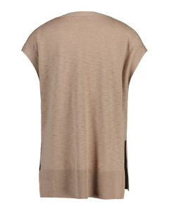 Linen-Blend V-Neck Vest - Horn Beige