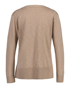 Linen-Blend V-Neck - Horn Beige