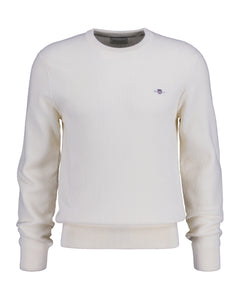 Micro Cotton Texture C-Neck - Cream