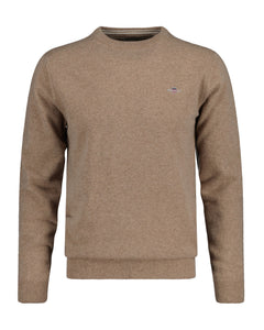 Superfine Lambswool C-Neck - Dark Sand Melange