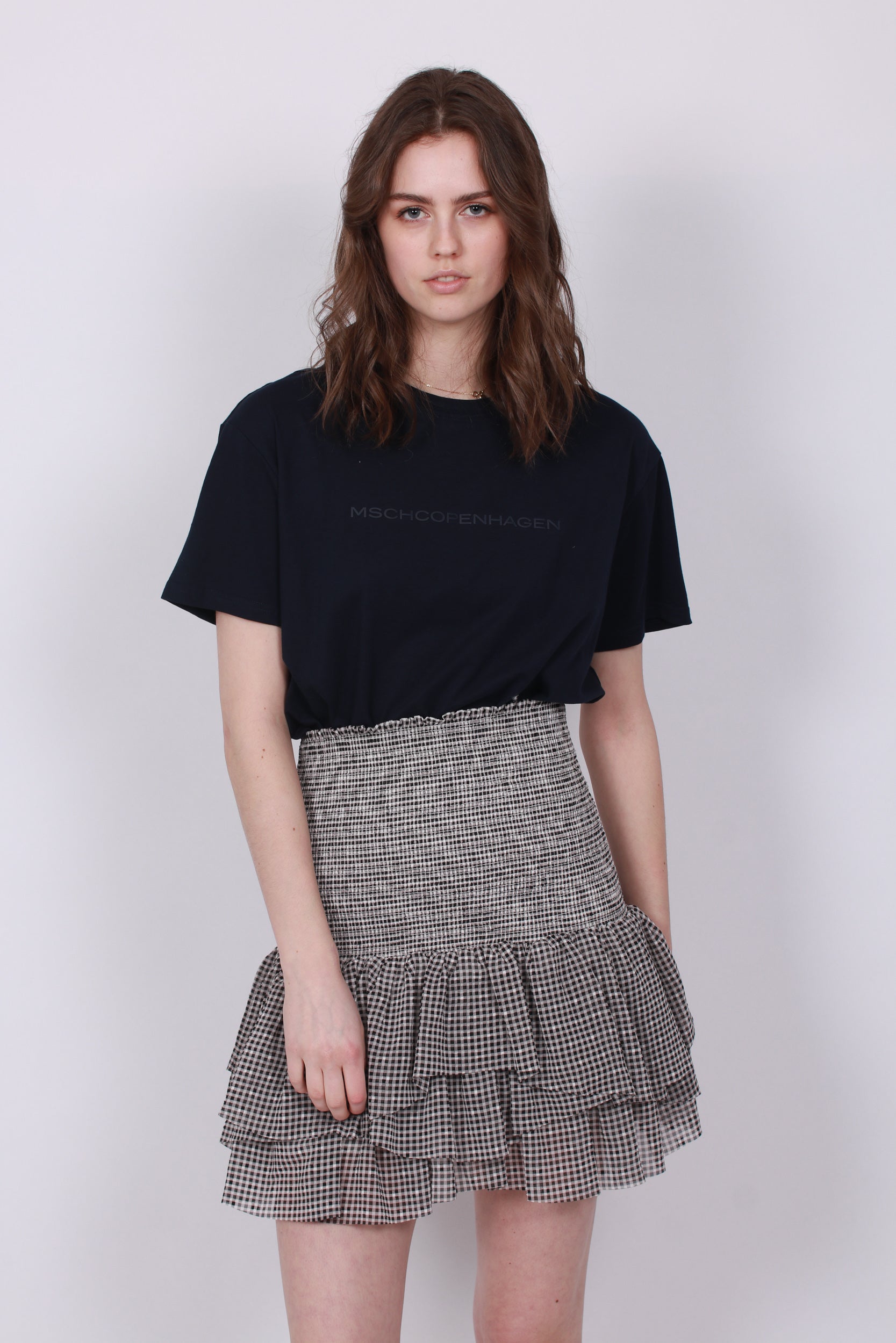 Kiely Short Skirt - Black/White Check - Designers Remix - Skjørt - VILLOID.no