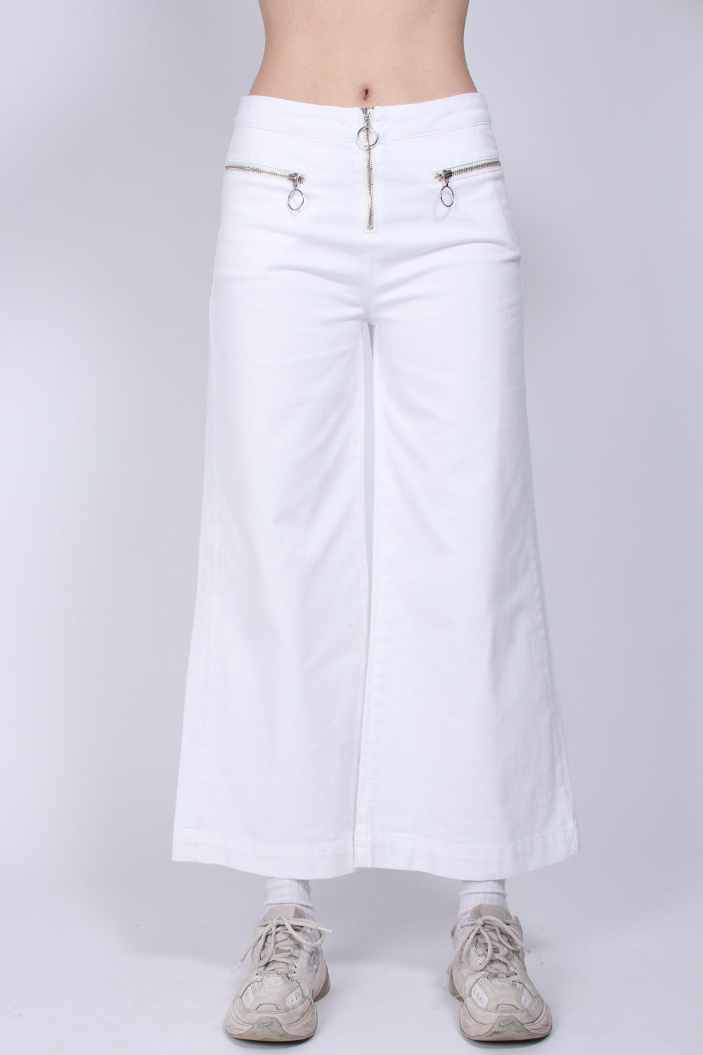 Contrast Stitch Pants - White - MAUD - Bukser & Shorts - VILLOID.no