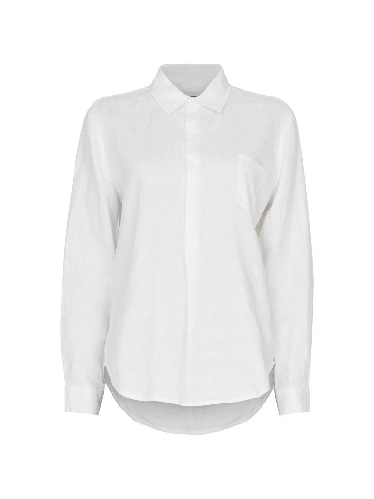Mona Solid Linen Shirt - White - Line of Oslo - T-skjorter & Topper - VILLOID.no