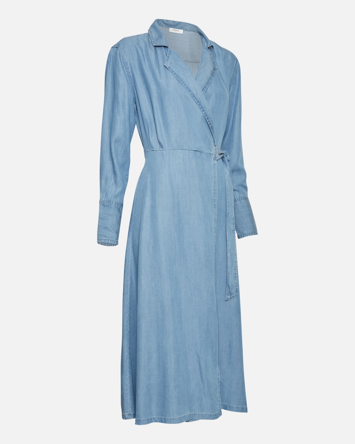 Philippa LS Wrap Dress - Blue Wash - Moss Copenhagen - Kjoler - VILLOID.no