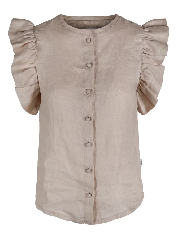 Pauline Linen Shirt - Beige - Ella & il - T-skjorter & Topper - VILLOID.no