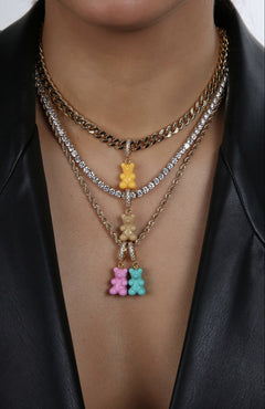 Nostalgia Bear with Pave Connector - Candy Pink