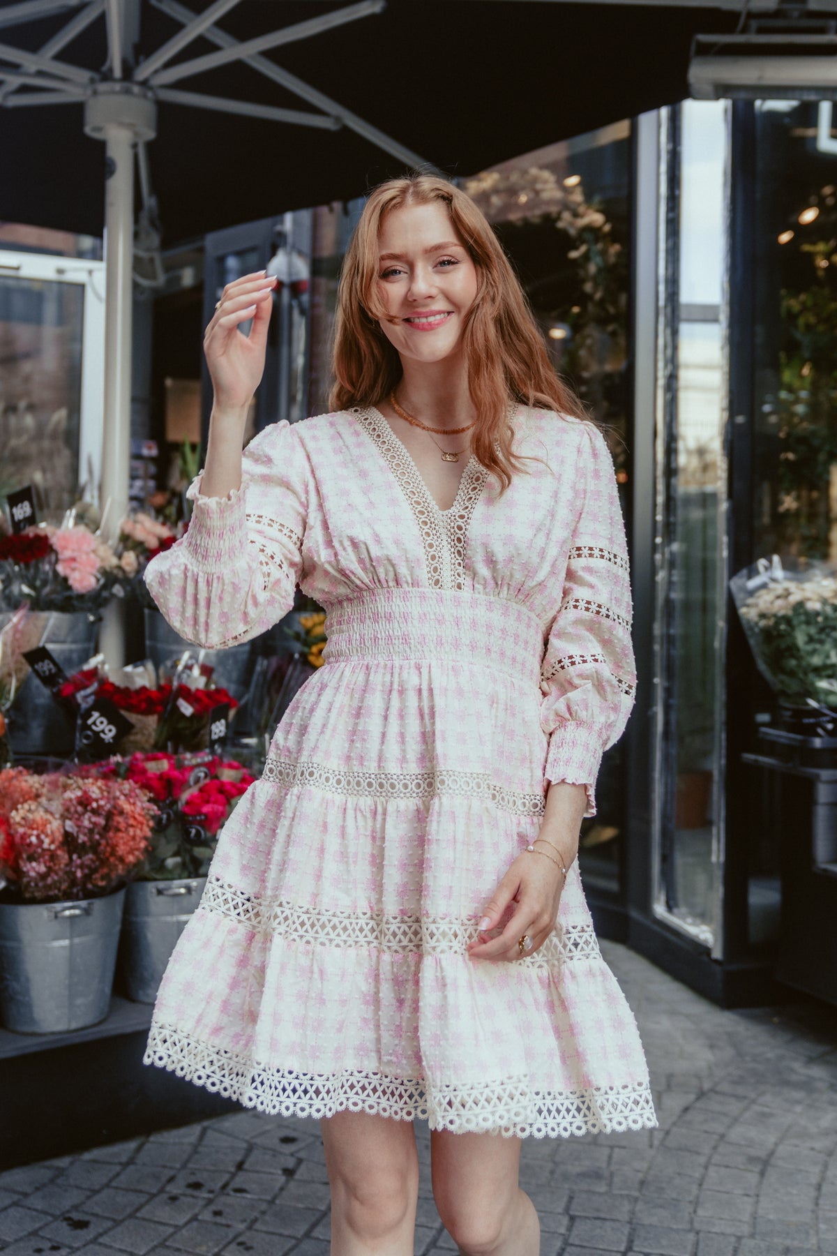 Inez Dress - French Ditsy Pink