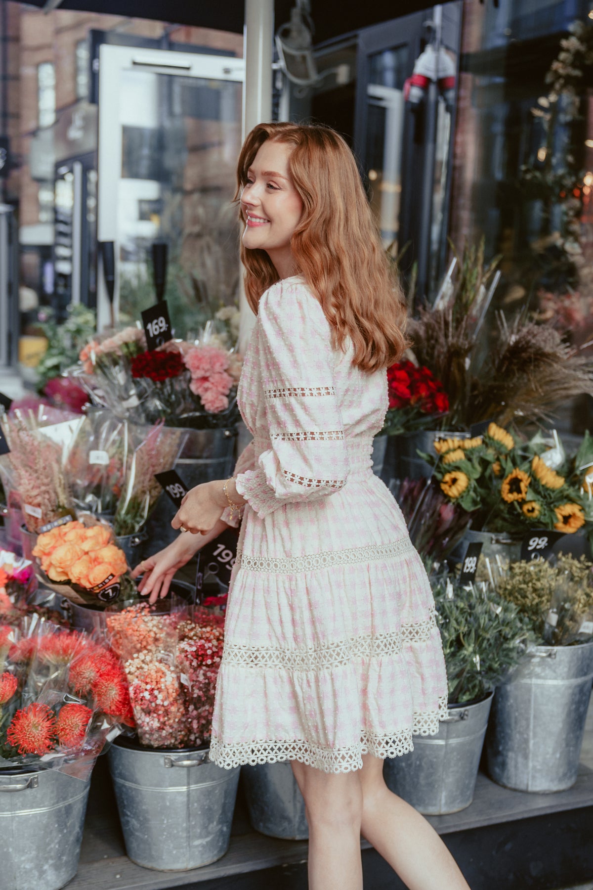 Inez Dress - French Ditsy Pink