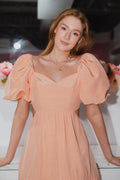 Louisa Pouf Sleeve Cut Out Mini Dress - Apricot