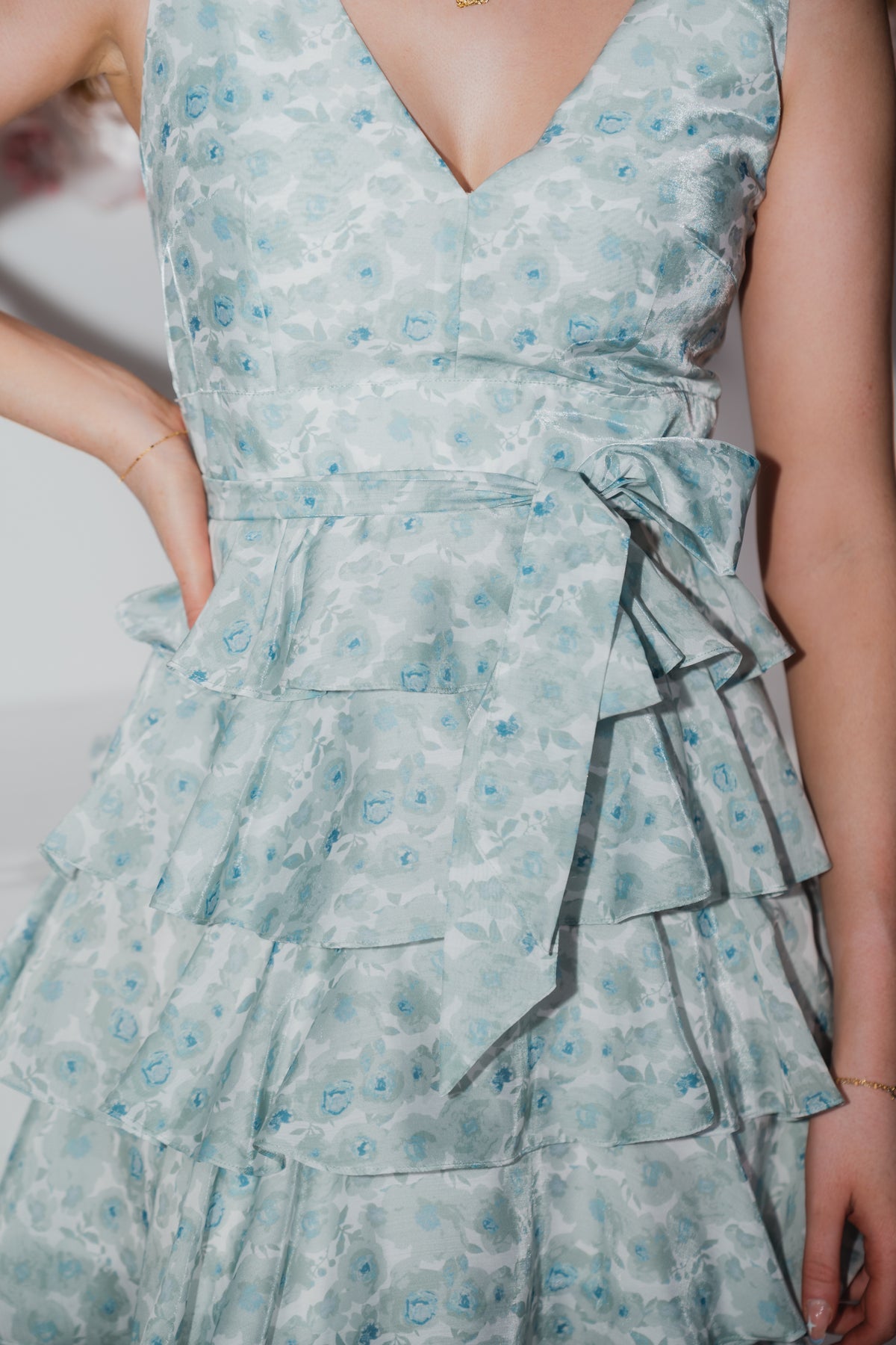 Angel Mini Dress - Green Flowers
