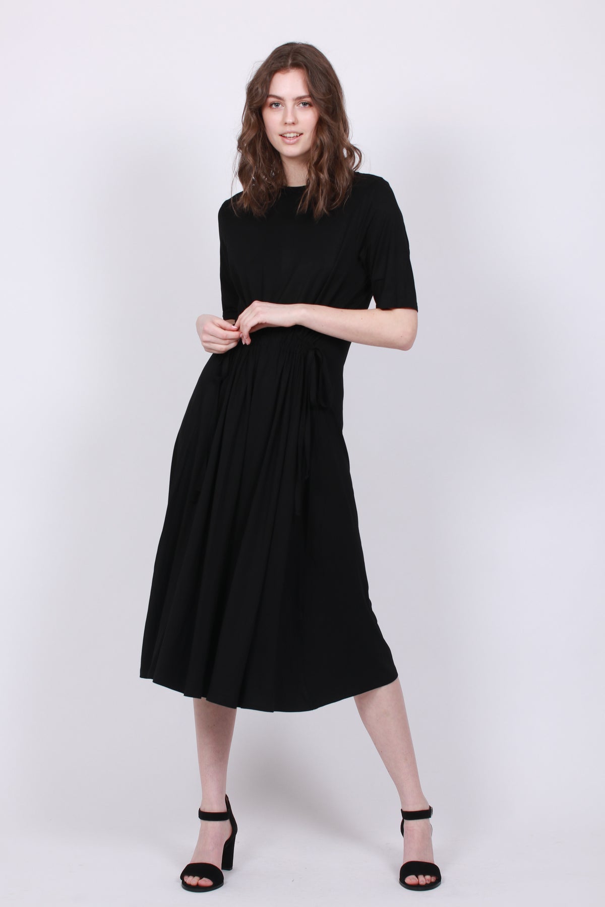 Gathered Long Knit Dress - Black - Creative Collective - Kjoler - VILLOID.no