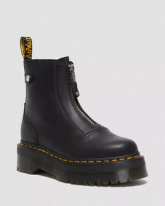 Jetta Zipped Leather Platform Boots - Black Sendal