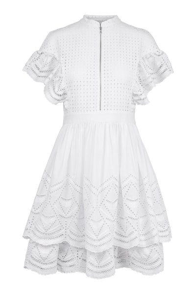 Zip Up Lace Dress - White - MAUD - Kjoler - VILLOID.no