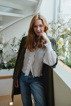 New Sasja Wool Coat - Ivy Green Melange