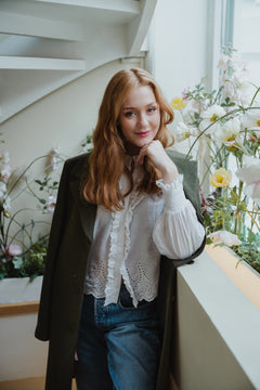 New Sasja Wool Coat - Ivy Green Melange