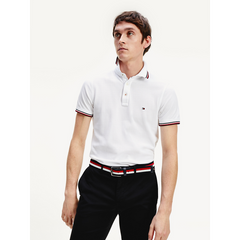 Core Tommy Tipped Slim Polo - White