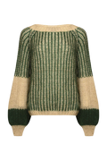 Liana Knit Sweater - Beige/Bottle Green