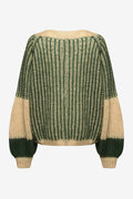Liana Knit Sweater - Beige/Bottle Green