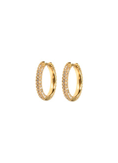 Medium Stone Covered Hoops - White