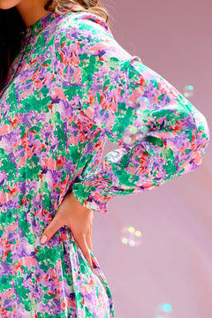 Miu Dress - Lilac/Green Blurry Flower