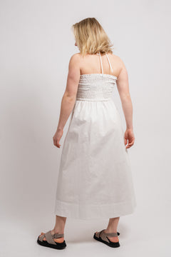 Poplin Smocked Dress - White