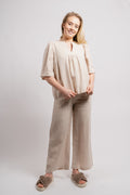 Ellie Linen Top - Beige