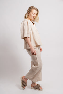 Ellie Linen Top - Beige
