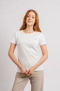 Slim Cody Rib C-NK SS - Ecru