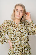 Adalia Rikkelie Shirt Dress - Green Flowers