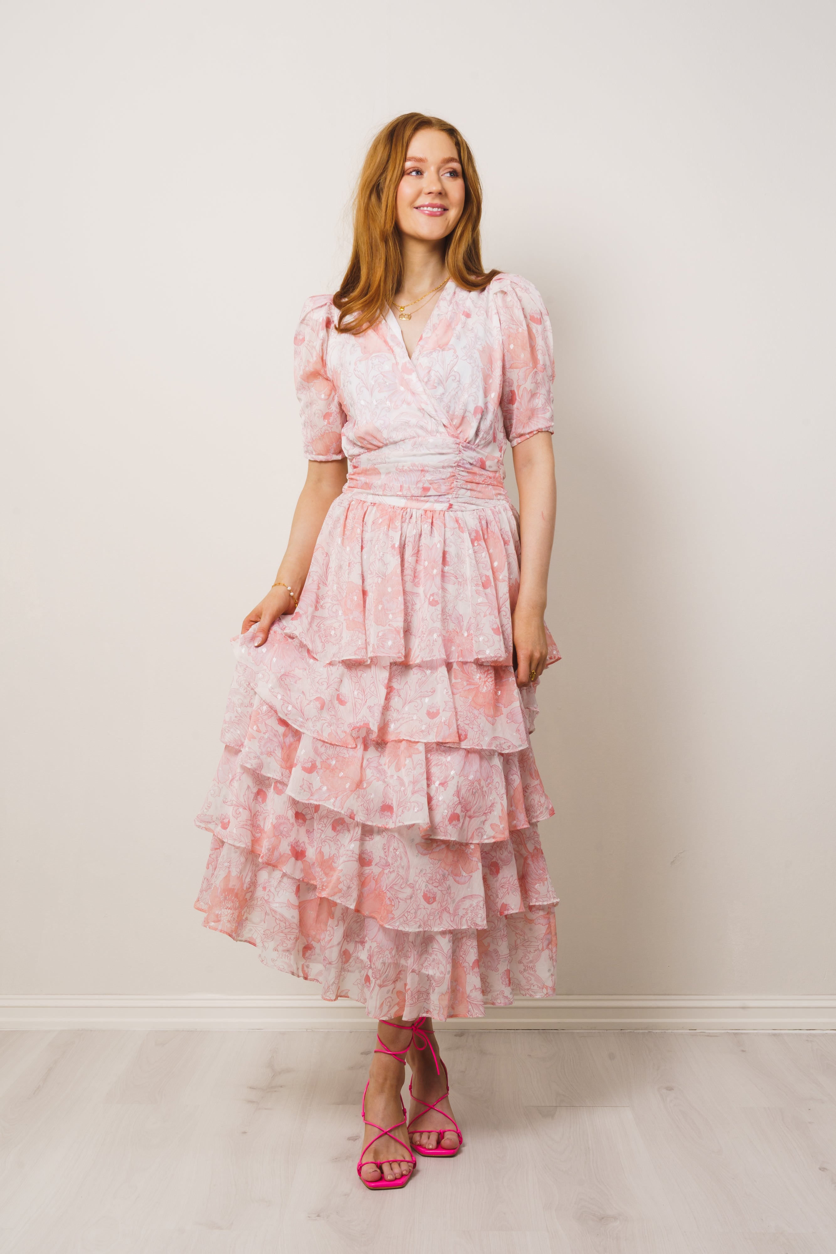 Jade Shimmering Goddess Dress - Shell Pink