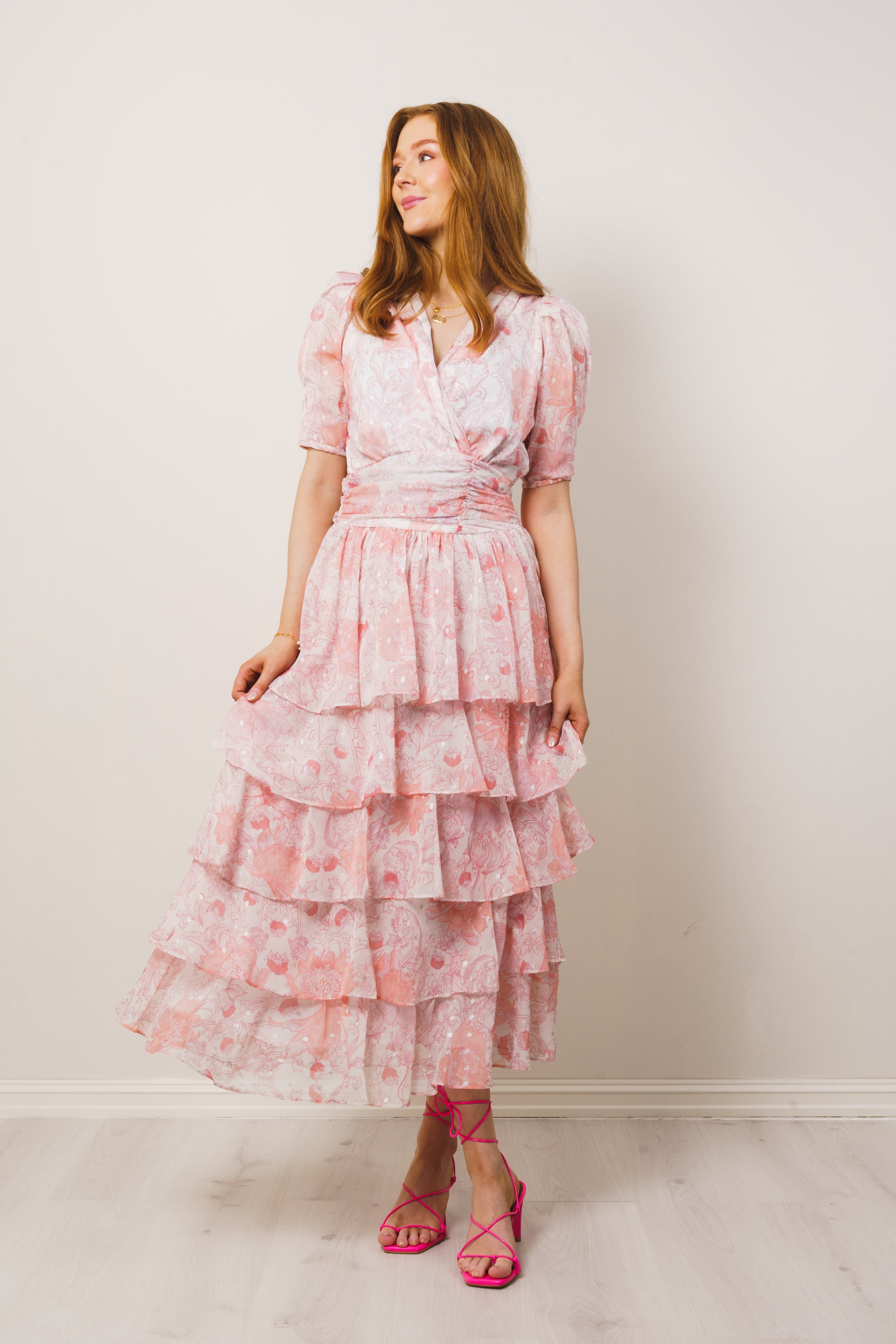 Jade Shimmering Goddess Dress - Shell Pink