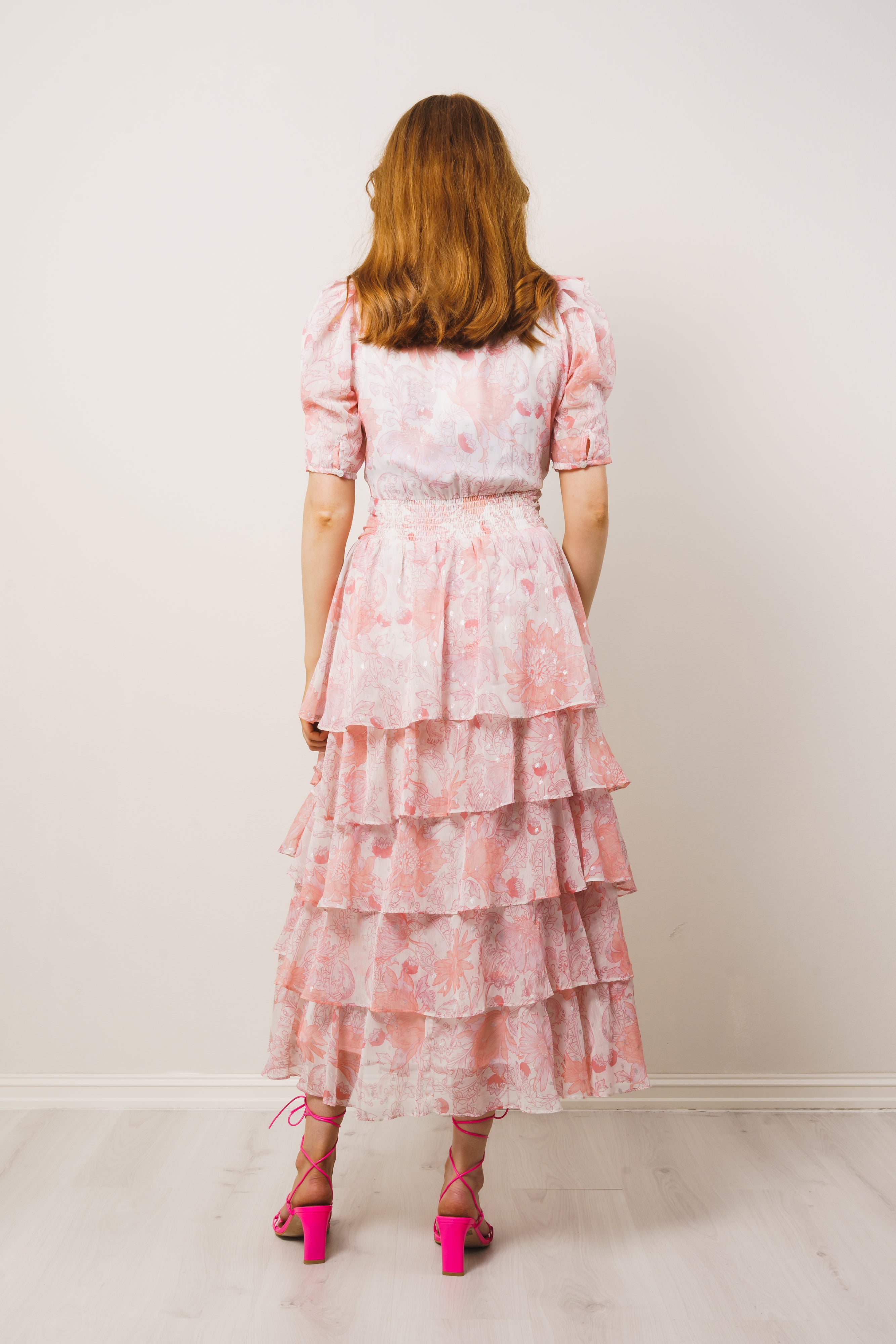 Jade Shimmering Goddess Dress - Shell Pink