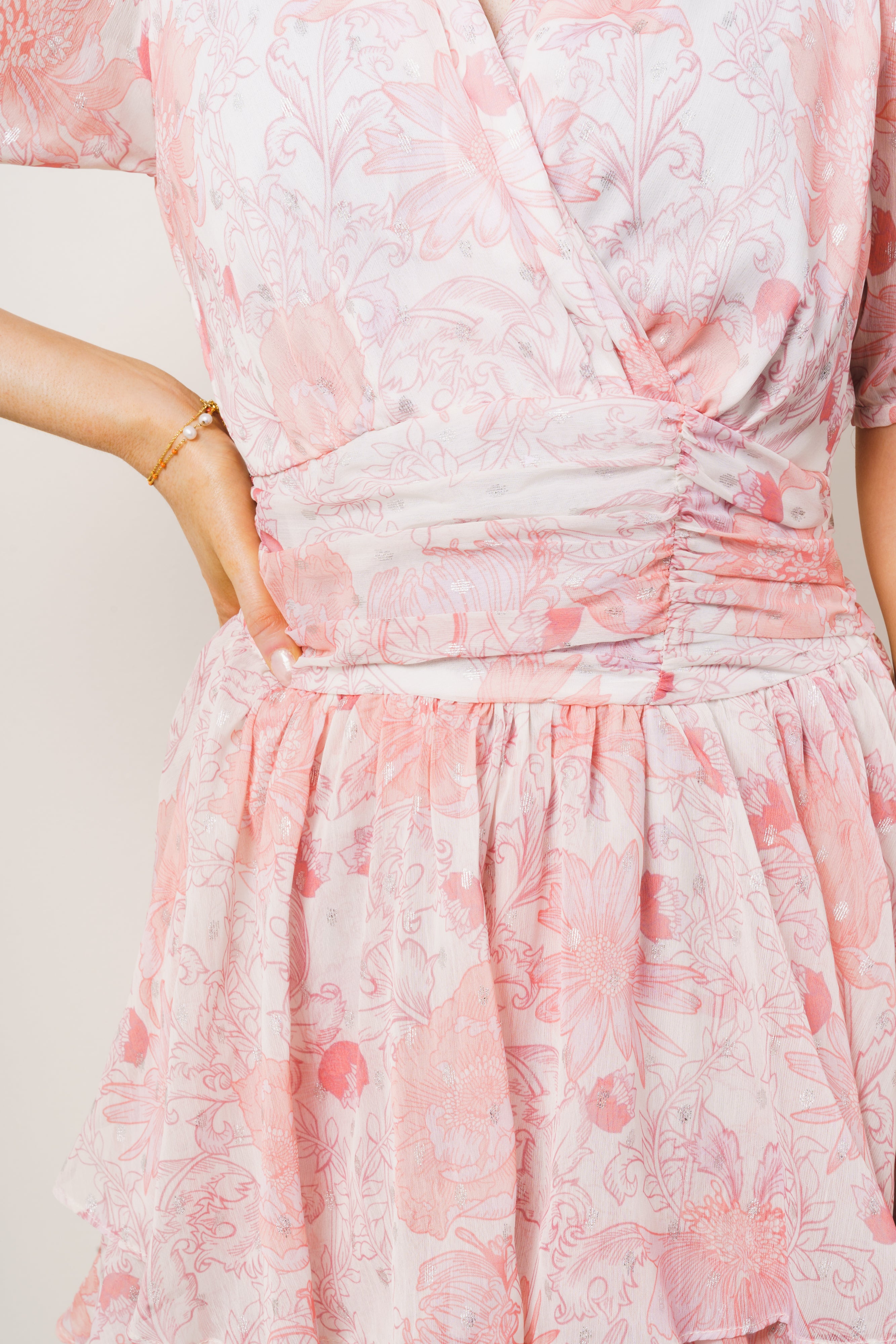 Jade Shimmering Goddess Dress - Shell Pink