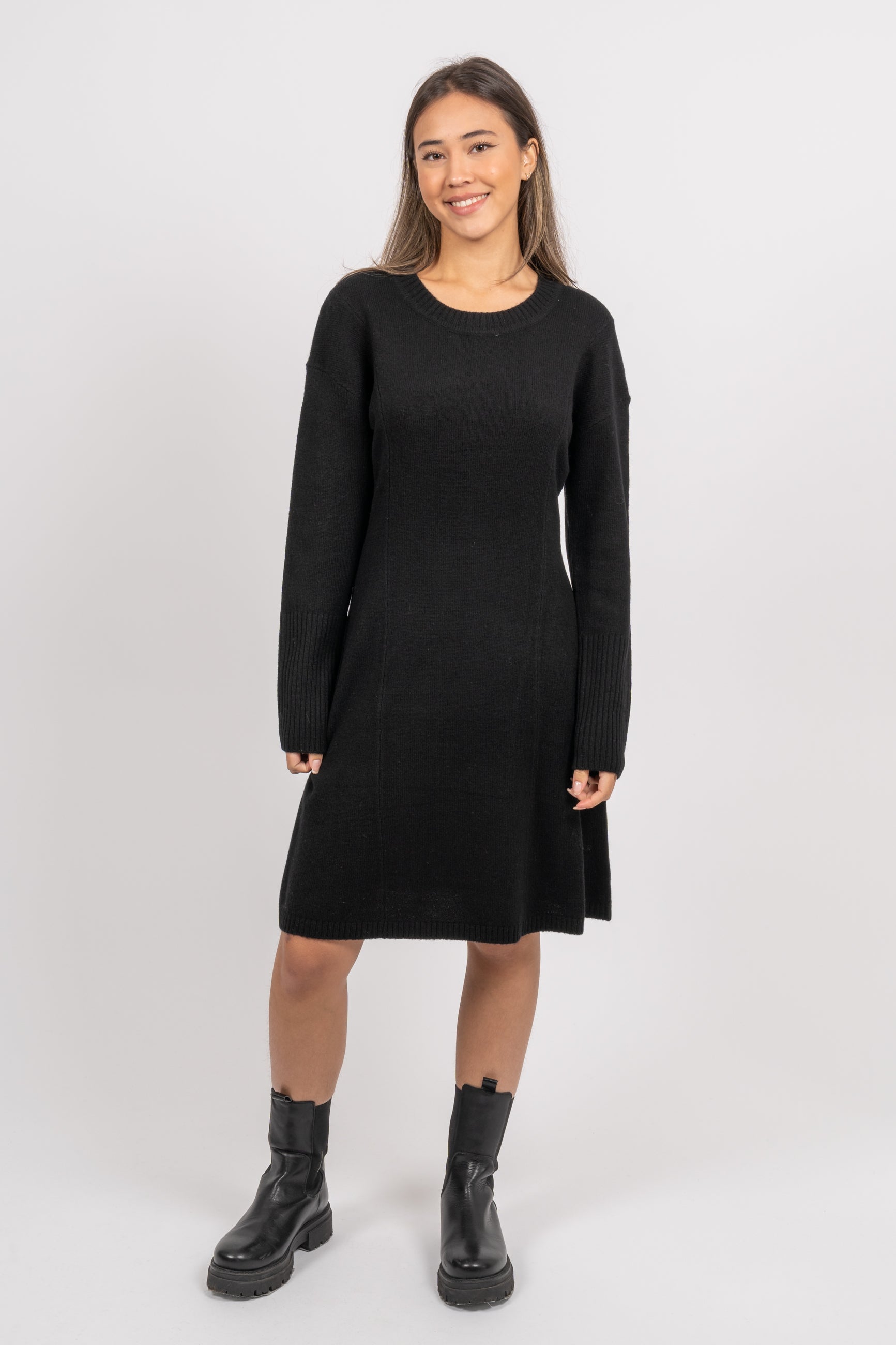 Oriental Poppies Knit Dress - Anthracite Black