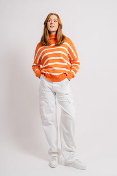 TenleyIW Turtleneck Pullover - Cantaloupe Stripe