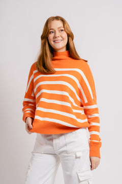 TenleyIW Turtleneck Pullover - Cantaloupe Stripe