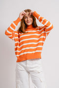 TenleyIW Turtleneck Pullover - Cantaloupe Stripe
