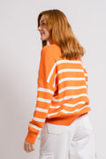 TenleyIW Turtleneck Pullover - Cantaloupe Stripe