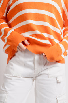 TenleyIW Turtleneck Pullover - Cantaloupe Stripe