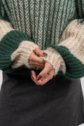 Liana Knit Sweater - Beige/Bottle Green