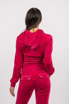 Robertson Classic Velour Zip Hoodie - Raspberry Sorbet