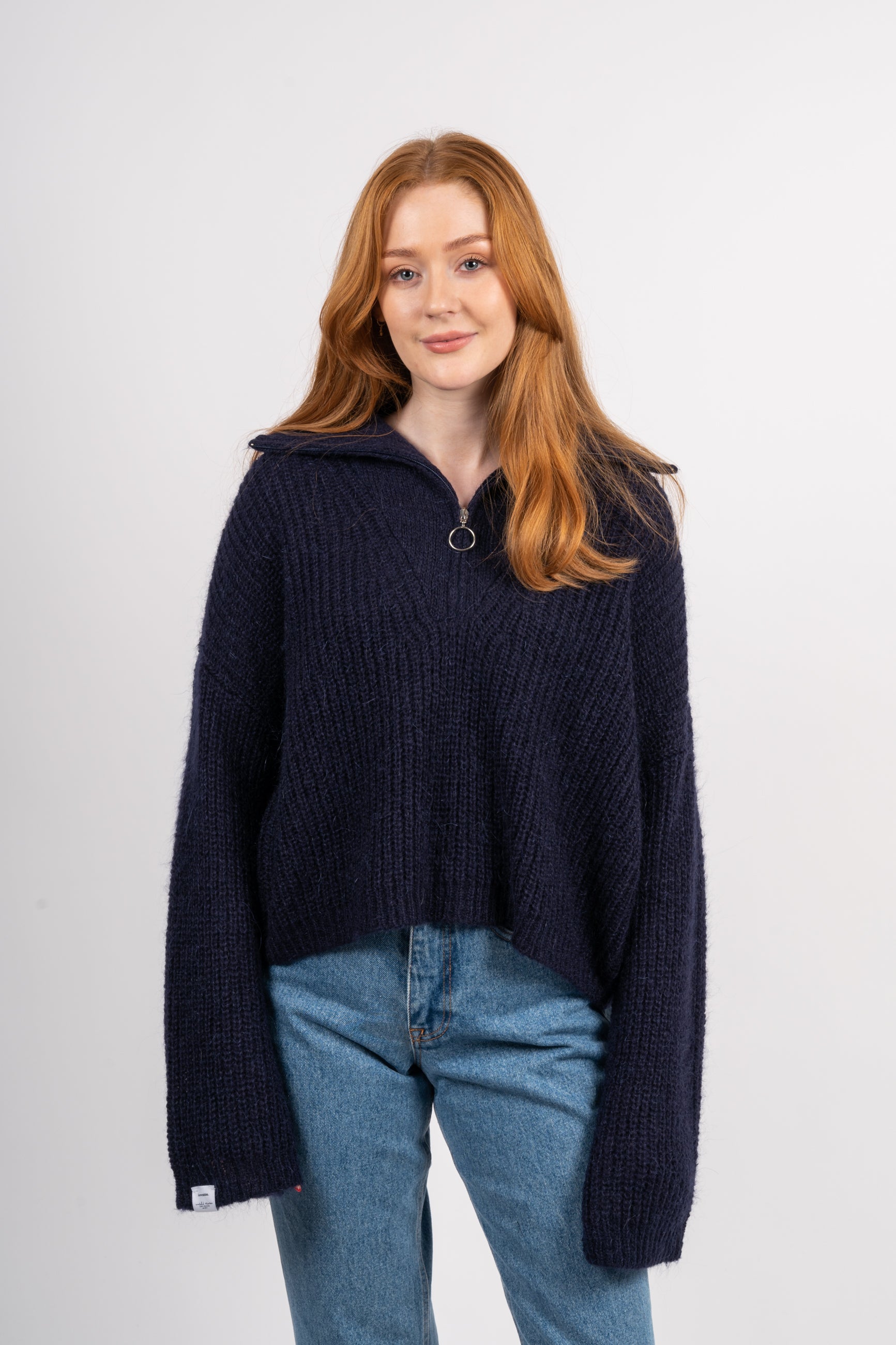 Florie Zip Knit - Dk Navy