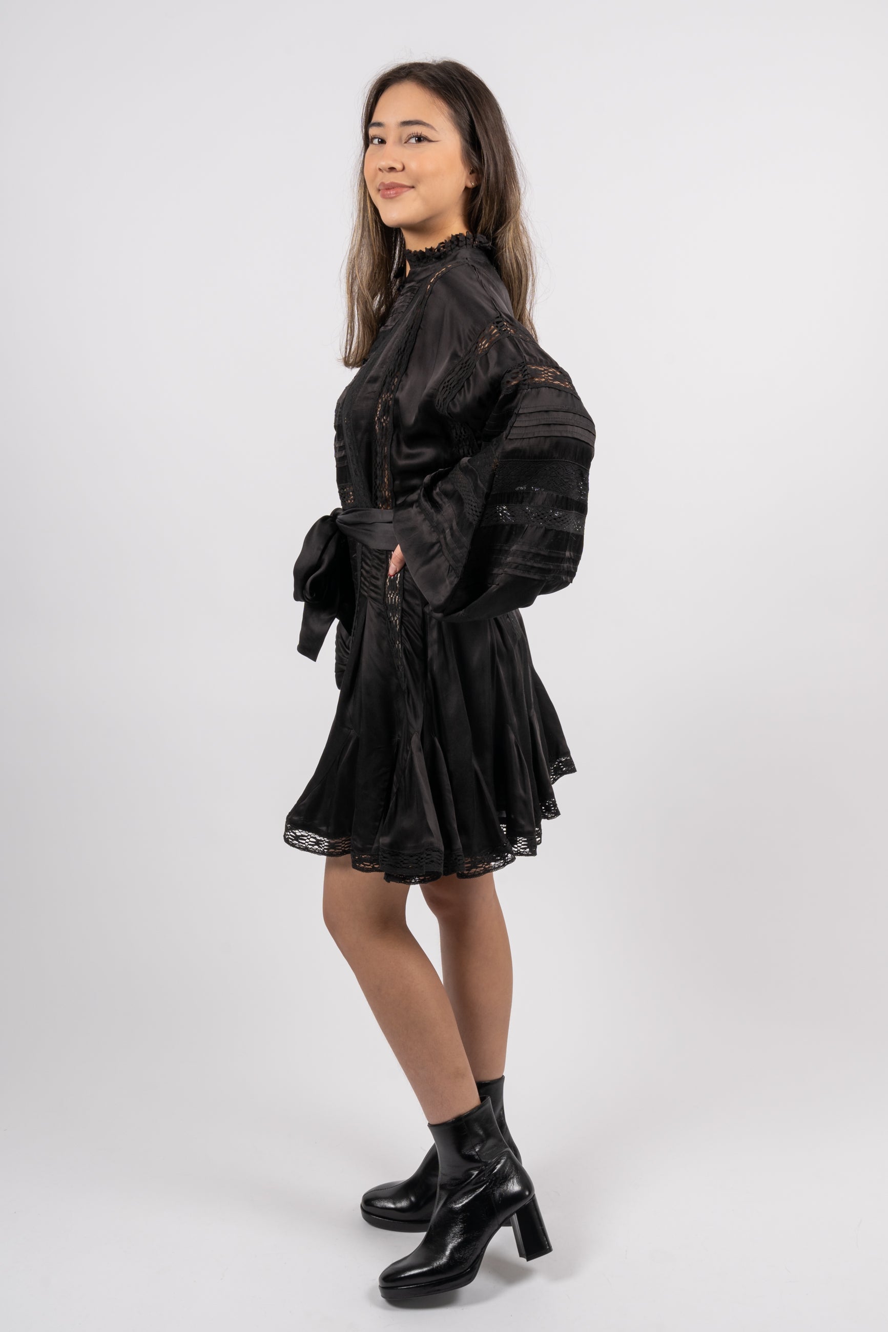 Lita Satin Dress - Black