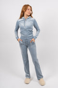Robertson Classic Velour Zip Hoodie - Blue Fog