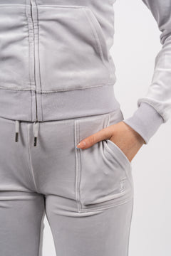 Robertson Classic Velour Zip Hoodie - Quite Gray